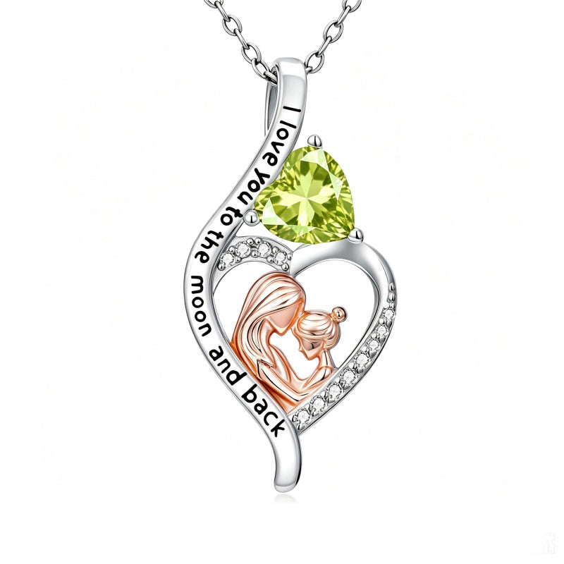 14K Gold Plated Birthstone Heart Infinity Necklace Mother's Day  Gift