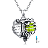 Sterling Silver Heart Birthstone Skeleton Urn Necklaces for Ashes