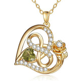 Sterling Silver Birthstone Rose Necklace for Women