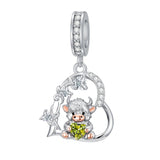 Sterling Silver 12 Month Birthstone Highland Cow Charm Beads