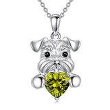 Sterling Silver Birthstone Schnauzer Pendant  Necklace