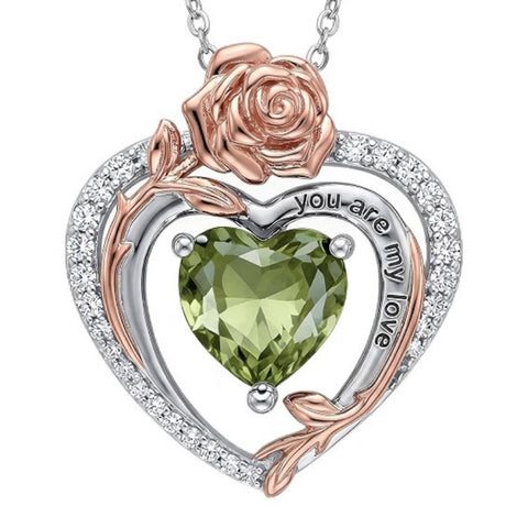 14K Gold Plated  Birthstone Rose Flower Necklaces for Women