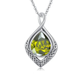Sterling Silver Birthstone Teardrop Infinity Celtic Knot Pendant Necklace