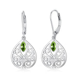 Filigree Tree of Life Earrings Sterling Silver Leverback Teardrop Dangle Drop Earrings Jewelry Gifts for Women Girls