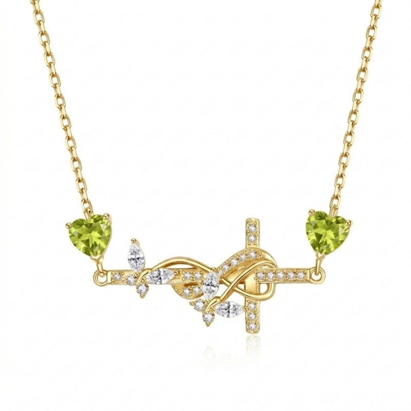14K Gold Plated Birthstone Butterfly Cross Necklace for Women Anniversary Christmas Birthday Gift