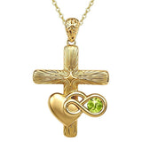 14K Gold Plated Cubic Zirconia Infinity Heart Pendant Necklace for Women