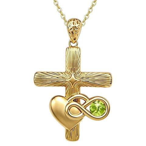 14K Gold Plated Cubic Zirconia Infinity Heart Pendant Necklace for Women