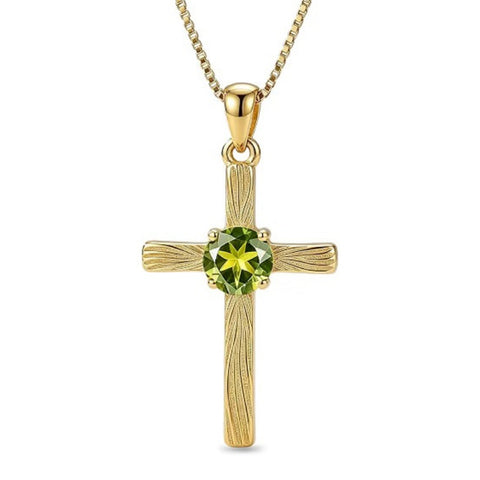 14K Gold Plated  Birthstone Cross Necklace  Pendant Necklace Mother's Day Birthday Gifts for Women