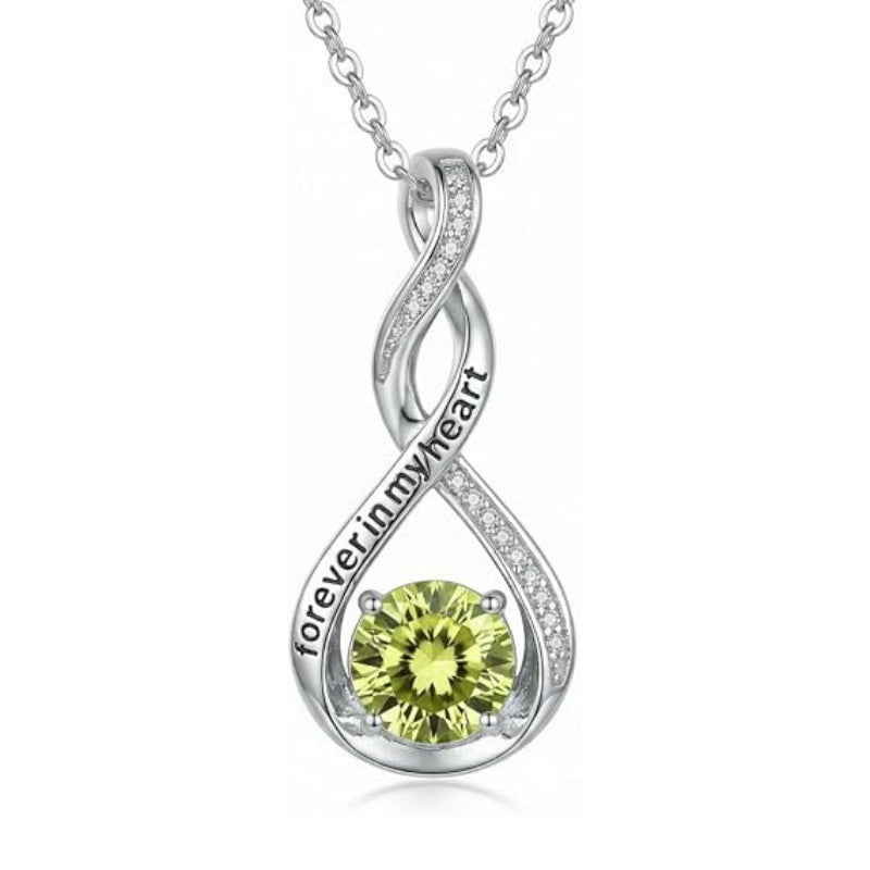 14K Gold Plated 12 Month Birthstone Infinity Twisted Pendant Necklace Mother's Day Christmas Anniversary Birthday Gift