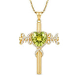 14K Gold Plated  Birthstone Cross Necklace  Pendant Necklace Mother's Day Birthday Gifts for Women