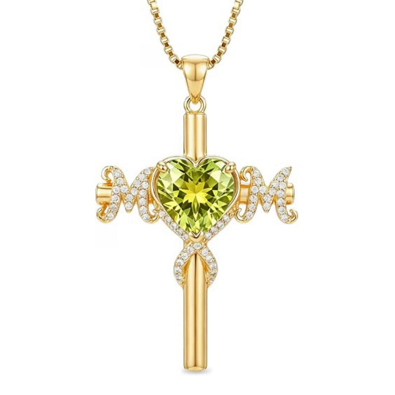 14K Gold Plated  Birthstone Cross Necklace  Pendant Necklace Mother's Day Birthday Gifts for Women