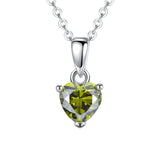 Sterling Silver Heart-Shaped 12 Month Birthstone Cubic Zirconia Pendant Necklace, Valentine's Day Gift