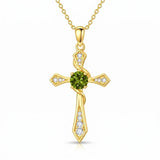 14K Gold Plated Birthstone Infinity  Cross Pendant NecklaceJewelry for Women