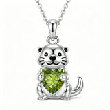 Sterling Silver 12 Month Birthstones Hedgehog Pug Fox Otter Pendant Necklace Gifts for  Birthday, Christmas, Graduation