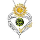 14K Gold Plated Birthstone Sunflower Pendant Necklace Anniversary Birthday Gifts for Women