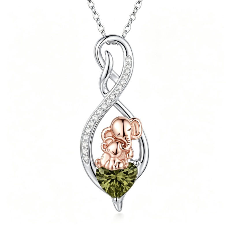 Sterling Silver 12 Month Birthstone Infinity Heart Animal Pendant Necklace Christmas Birthday Jewelry Gift