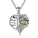 Sterling Silver Black Heart Skeleton Necklace With Engraved