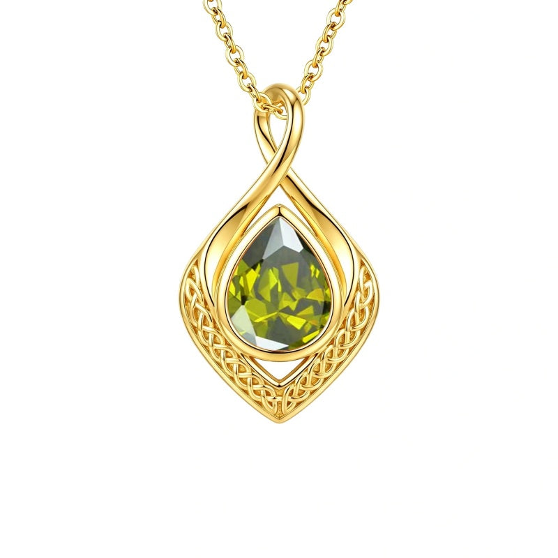 14K Gold Plated  Birthstone Celtic Knot Infinity Necklace  Birthday Christmas Jewelry Gift