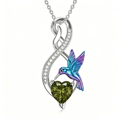 Sterling Silver 12 Month Birthstone Infinity Heart Animal Pendant Necklace Christmas Birthday Jewelry Gift