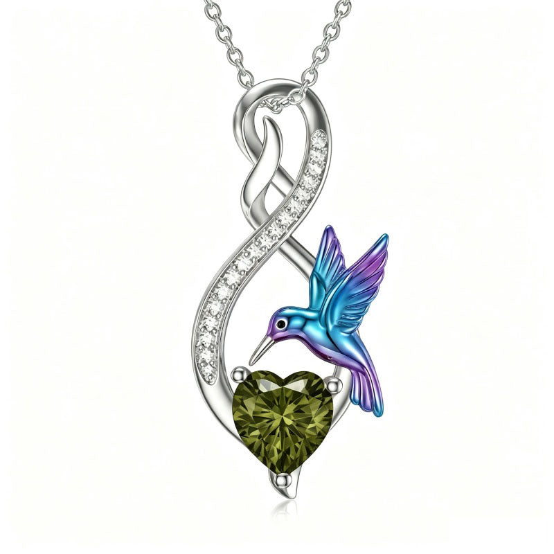 Sterling Silver 12 Month Birthstone Infinity Heart Animal Pendant Necklace Christmas Birthday Jewelry Gift