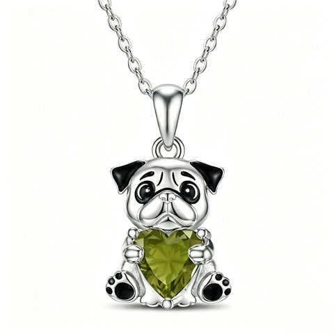 Sterling Silver 12 Month Birthstones Hedgehog Pug Fox Otter Pendant Necklace Gifts for  Birthday, Christmas, Graduation