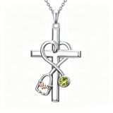 14K Gold Plated  Birthstone Stethoscope Cross Necklace Graduation Gifts for Women RN