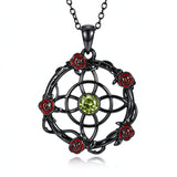 Sterling Silver Black Heart Skeleton Birthstone Necklace With Engraved Halloween Gift