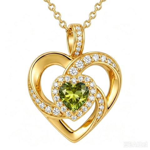 14K Gold Plated Love Heart Birthstone Necklace for Women