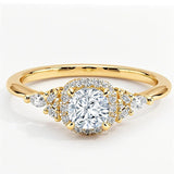 10K Gold 14K Gold 18K Gold  Round 0.75 to 3.25 CT.T.W. Cushion Cut Lab Created Diamond Halo Engagement Band