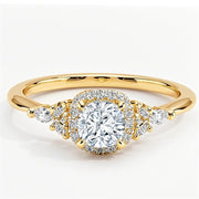 10K Gold 14K Gold 18K Gold  Round 0.75 to 3.25 CT.T.W. Cushion Cut Lab Created Diamond Halo Engagement Band