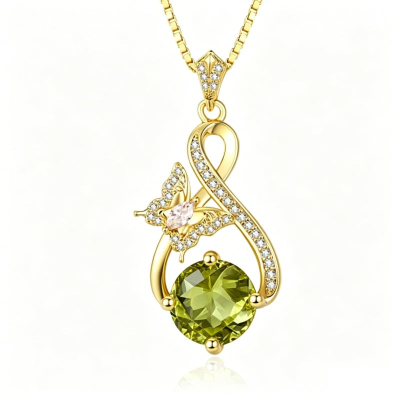 14K Gold Plated Birthstone Infinity Butterfly Necklace for Women