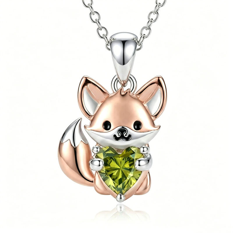 Sterling Silver 12 Month Birthstones Hedgehog Pug Fox Otter Pendant Necklace Gifts for  Birthday, Christmas, Graduation