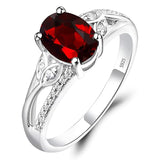 Sterling Silver Oval Shaped 8X6 MM Gemstone Ring Leaf Engagement Ring for Women
