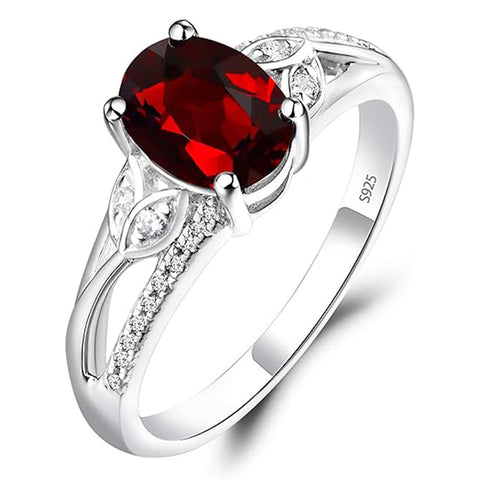 Sterling Silver Oval Shaped 8X6 MM Gemstone Ring Leaf Engagement Ring for Women
