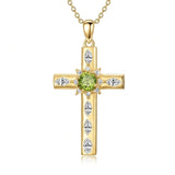 14K Gold Plated Birthstone Infinity  Cross Pendant NecklaceJewelry for Women