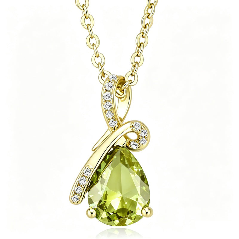 14K Gold Plated  Teardrop Birthstone Pendant Necklace Birthday Gifts for Women