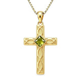 14K Gold Plated Birthstone Cross Pendant Necklace for Women  Anniversary Christmas Birthday Gift