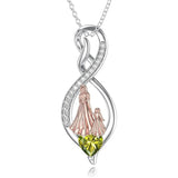 Sterling Silver Birthstone Infinity Heart Mother Daughter Pendant Necklace