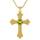 14K Gold Plated  Birthstone Cross Necklace  Pendant Necklace Mother's Day Birthday Gifts for Women