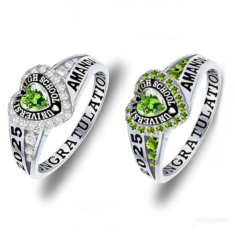 Sterling Silver Personalized Birthstone Engraved Class Rings for Women ...