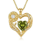 14K Gold Plated Birthstone  Sunflower Pendant Necklace for Women  Anniversary Christmas Birthday Gift