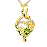 10K 14K 18K Yellow Gold 12 Months Birthstone  Infinity Mother Daughter Pendant Necklace