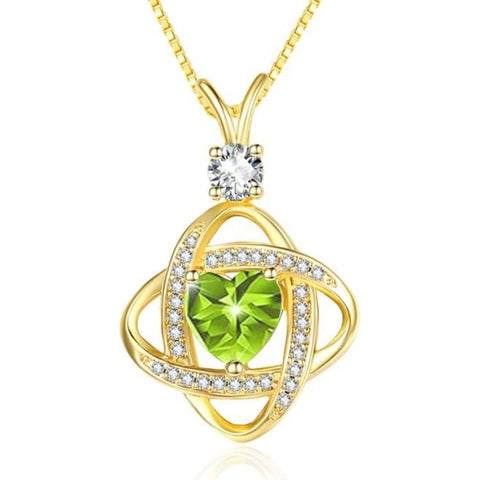 14K Gold Plated Heart Birthstone Infinity Pendant Necklace for Women Anniversary Christmas Birthday Gifts
