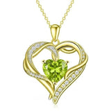 14K Gold  Plated 12 Months Birthstone Forever Love Heart Necklace Birthday Anniversary Wedding Gift