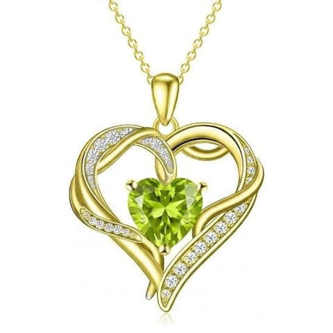 14K Gold  Plated 12 Months Birthstone Forever Love Heart Necklace Birthday Anniversary Wedding Gift