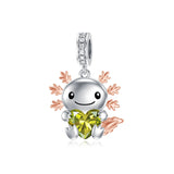 Sterling Silver Birthstone Axolotl  Bead Charm for Axolotl Lovers