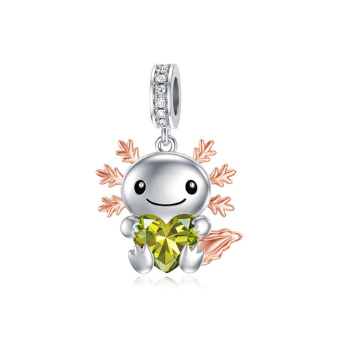 Sterling Silver Birthstone Axolotl  Bead Charm for Axolotl Lovers