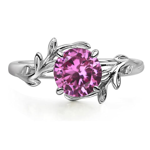 Sterling Silver Round Shaped Gemstone Branch Ring
