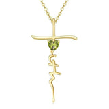 Cross Faith Heart 14K Gold Plated  Birthstone Necklaces for Women