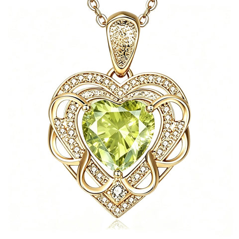 14K Gold Plated Heart Birthstone Heart Necklace for Women Fashion Wedding Anniversary Birthday Gifts